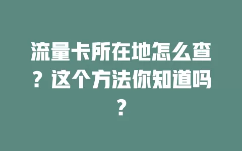 流量卡所在地怎么查?这个方法你知道吗?