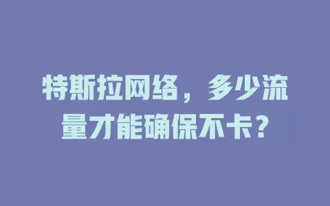特斯拉网络,多少流量才能确保不卡?