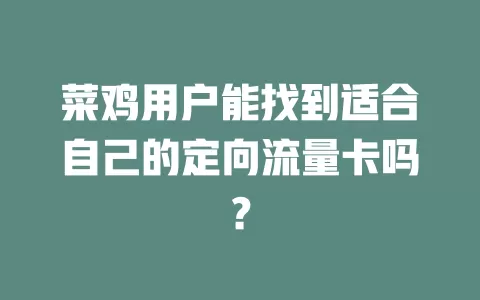 菜鸡用户能找到适合自己的定向流量卡吗?