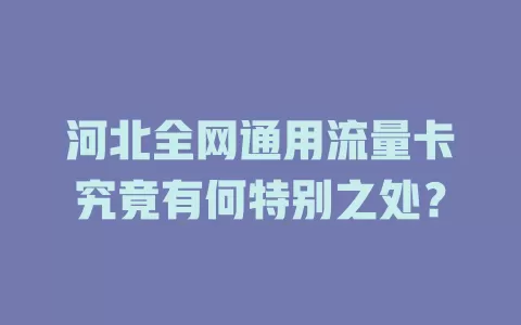 河北全网通用流量卡究竟有何特别之处?