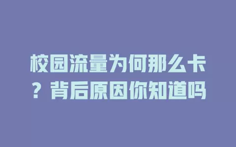 校园流量为何那么卡?背后原因你知道吗