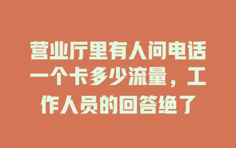 营业厅里有人问电话一个卡多少流量,工作人员的回答绝了
