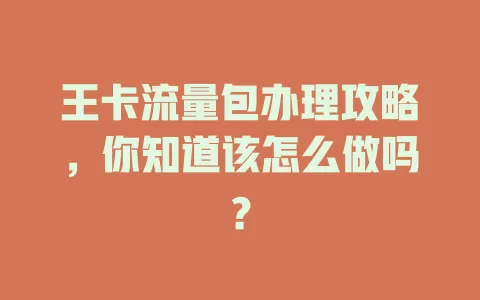 王卡流量包办理攻略,你知道该怎么做吗?