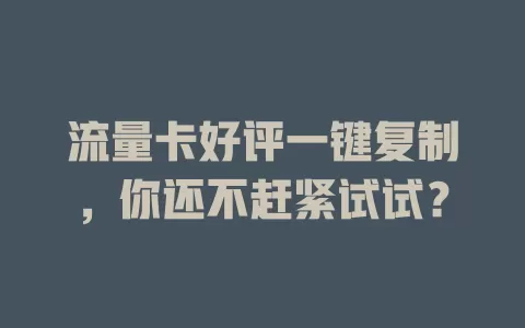 流量卡好评一键复制,你还不赶紧试试?