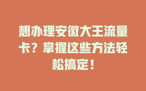 想办理安徽大王流量卡?掌握这些方法轻松搞定!