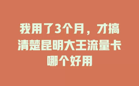 我用了3个月,才搞清楚昆明大王流量卡哪个好用