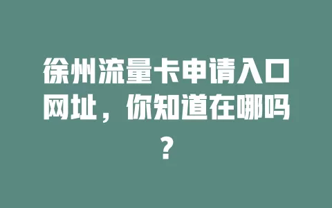 徐州流量卡申请入口网址,你知道在哪吗?