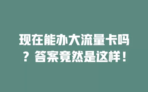 现在能办大流量卡吗?答案竟然是这样!