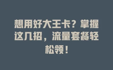 想用好大王卡?掌握这几招,流量套餐轻松领!