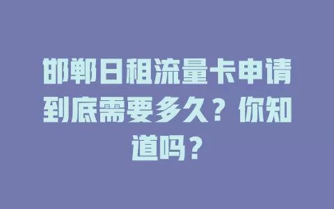 邯郸日租流量卡申请到底需要多久?你知道吗?