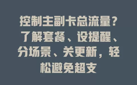 控制主副卡总流量?了解套餐、设提醒、分场景、关更新,轻松避免超支