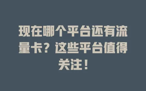 现在哪个平台还有流量卡?这些平台值得关注!