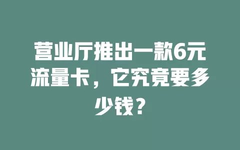 营业厅推出一款6元流量卡,它究竟要多少钱?