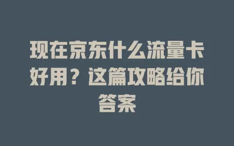 现在京东什么流量卡好用?这篇攻略给你答案