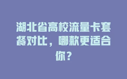 湖北省高校流量卡套餐对比,哪款更适合你?