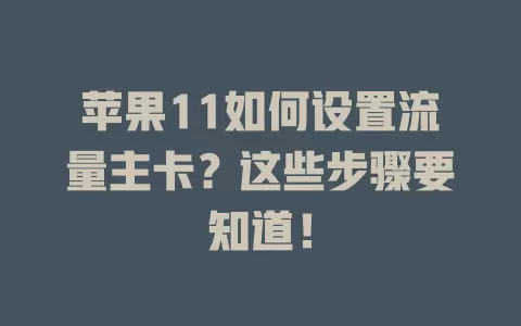 苹果11如何设置流量主卡?这些步骤要知道!