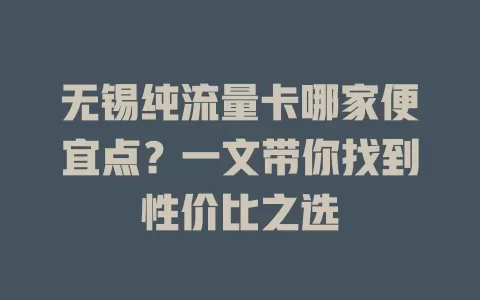 无锡纯流量卡哪家便宜点?一文带你找到性价比之选