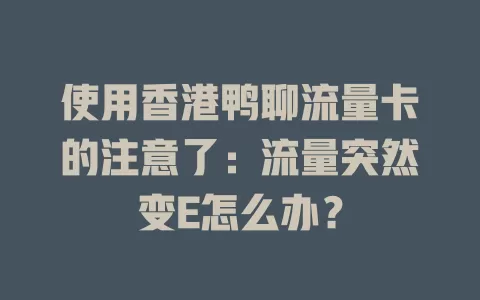 使用香港鸭聊流量卡的注意了:流量突然变E怎么办?