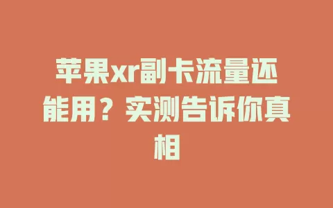苹果xr副卡流量还能用?实测告诉你真相