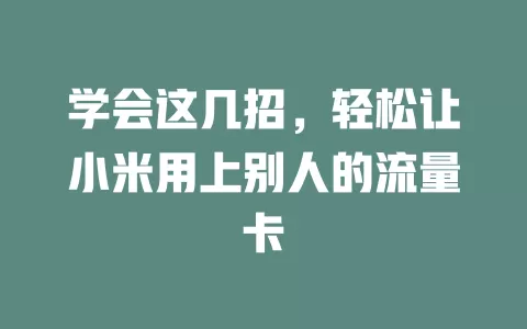 学会这几招,轻松让小米用上别人的流量卡