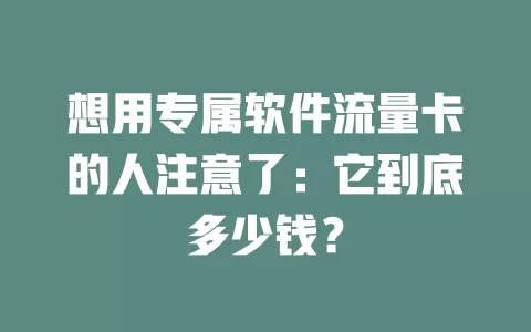 想用专属软件流量卡的人注意了:它到底多少钱?
