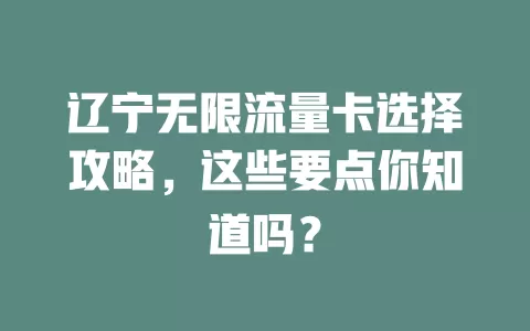 辽宁无限流量卡选择攻略,这些要点你知道吗?