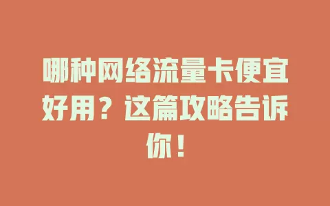 哪种网络流量卡便宜好用?这篇攻略告诉你!