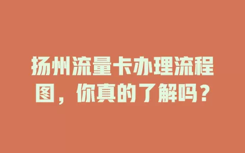 扬州流量卡办理流程图，你真的了解吗？