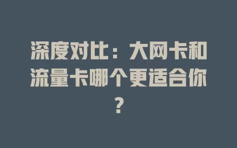 深度对比:大网卡和流量卡哪个更适合你?