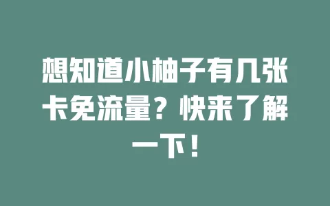 想知道小柚子有几张卡免流量?快来了解一下!