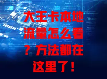 大王卡本地流量怎么看?方法都在这里了!