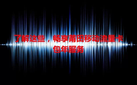 了解这些，畅享莆田移动流量卡包年服务