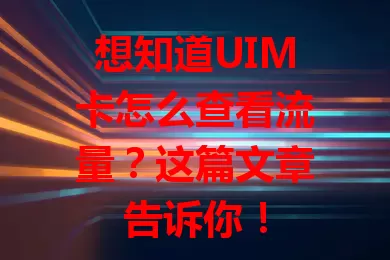想知道UIM卡怎么查看流量?这篇文章告诉你!
