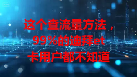 这个查流量方法,99%的迪拜et卡用户都不知道
