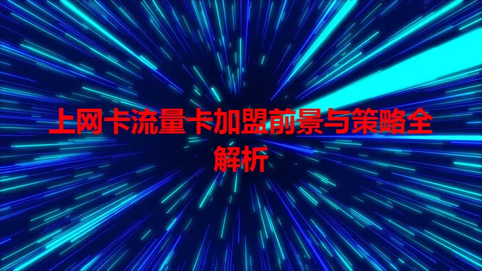 上网卡流量卡加盟前景与策略全解析