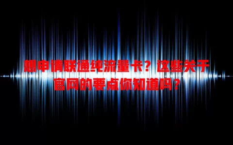 想申请联通纯流量卡？这些关于官网的要点你知道吗？