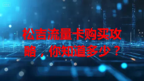 松吉流量卡购买攻略,你知道多少?