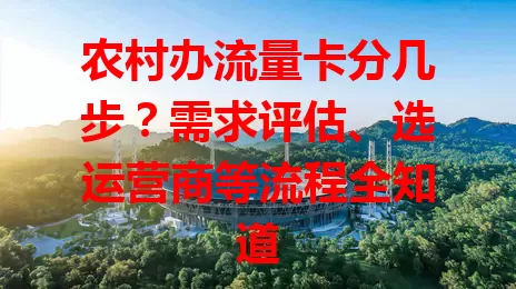 农村办流量卡分几步?需求评估、选运营商等流程全知道