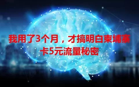 我用了3个月，才搞明白柬埔寨卡5元流量秘密