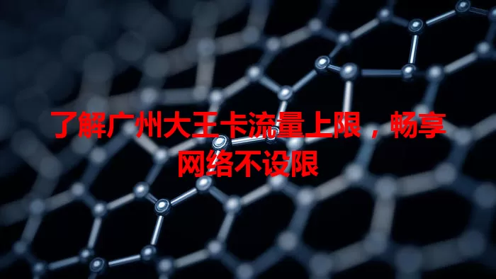 了解广州大王卡流量上限,畅享网络不设限