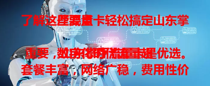 了解这些要点,轻松搞定山东掌厅流量卡
数字化时代流量超重要,山东掌厅流量卡是优选。套餐丰富,网络广稳,费用性价比高,办理使用便捷。掌握要点,轻松解决流量问题,畅享网络生活