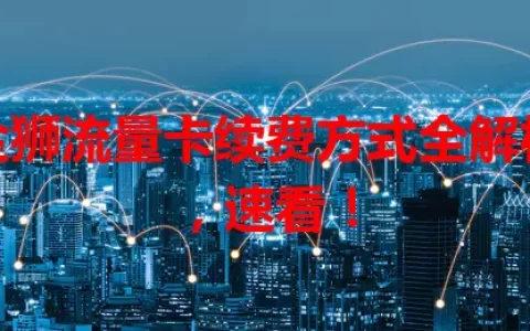 金狮流量卡续费方式全解析，速看！