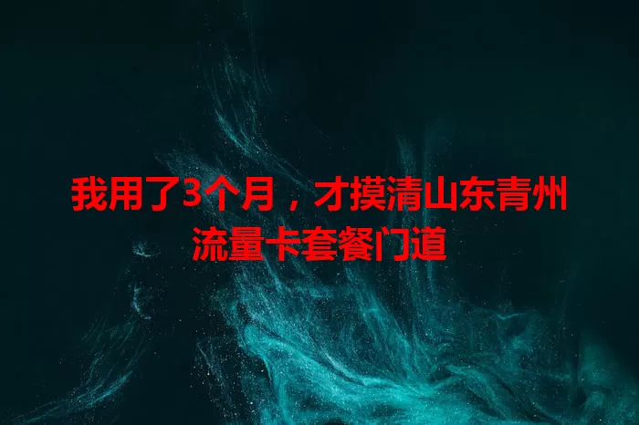 我用了3个月,才摸清山东青州流量卡套餐门道