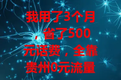 我用了3个月,省了500元话费,全靠贵州0元流量卡