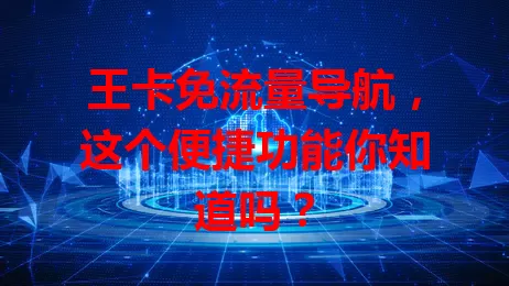 王卡免流量导航,这个便捷功能你知道吗?