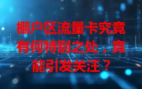 棚户区流量卡究竟有何特别之处，竟能引发关注？
