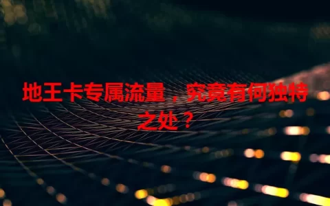 地王卡专属流量，究竟有何独特之处？