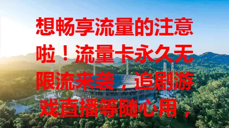 想畅享流量的注意啦!流量卡永久无限流来袭,追剧游戏直播等随心用,选卡要谨慎,正规可靠才放心,选对就能开启无限流量精彩生活