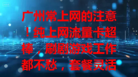 广州常上网的注意！纯上网流量卡超棒，刷剧游戏工作都不愁，套餐灵活，让网络生活更精彩，快选它开启网络之旅！