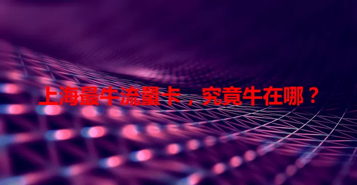 上海最牛流量卡,究竟牛在哪?